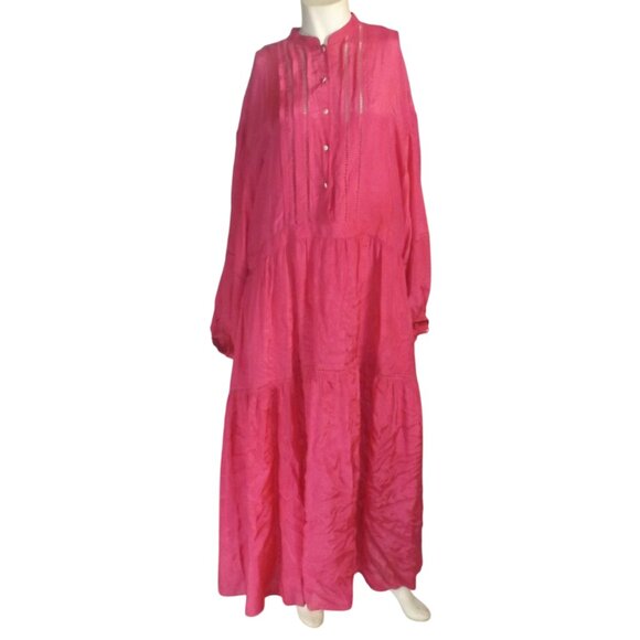 & OTHER STORIES Dress, M, HOT PINK, Midi, Slip, Ladder Cutouts, Long sleeves - Picture 10 of 13